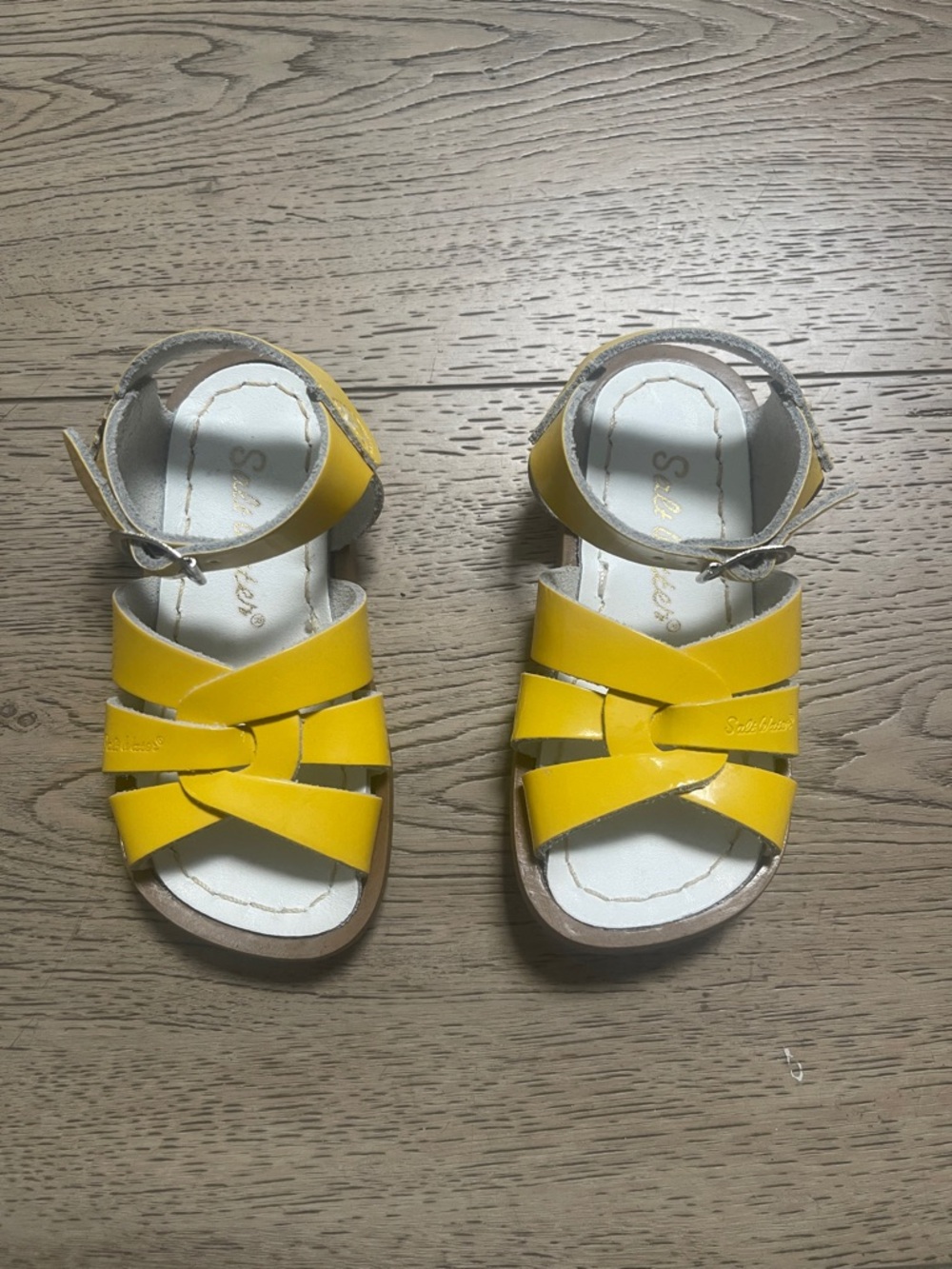 Girls' Yellow Patent Leather Salt Water Sandals with Ankle Buckle - Child